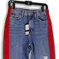 NWT Womens Blue Denim Medium Wash Distressed Straight Leg Jeans Size 28 image number 3