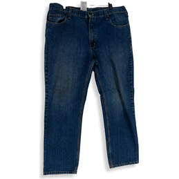 Mens Blue Denim Medium Wash 5-Pocket Design Straight Leg Jeans Size 40x30