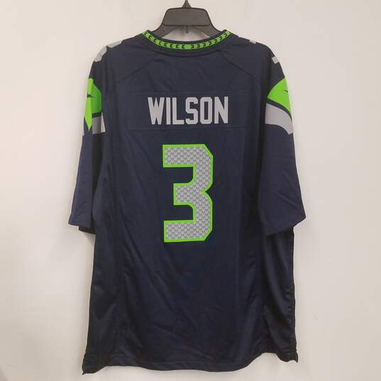 Nike Mens Navy Blue Seattle Seahawks Russell Wilson #3 NFL Jersey Size XL image number 2
