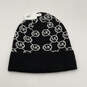 NWT Womens Black White Knitted Signature Print Beanie Hat One Size image number 2