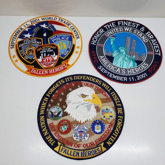 Lot of 3 Fallen Heroes Large Iron On 12inch Patches image number 1