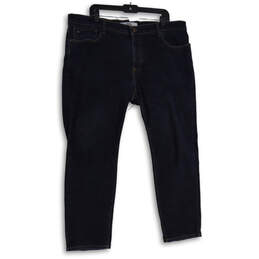 Mens Blue Denim Dark Wash 5 Design Pocket Straight Jeans Size 40x30