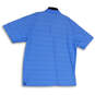 Mens Blue White Dry Fit Striped Spread Collar Short Sleeve Polo Shirt Sz XL image number 4