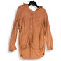 Womens Brown Long Sleeve Chest Pocket Collared Button-Up Shirt Size Medium image number 1