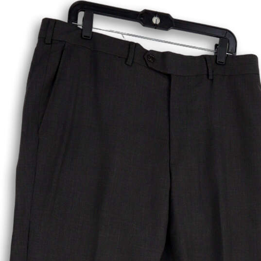 Mens Gray Flat Front Slash Pocket Formal Straight Leg Dress Pants Size 37 image number 3