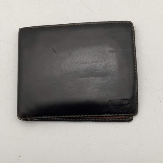 Mens Black Brown Credit Card Slots Two Compartment Billfold Wallet image number 1