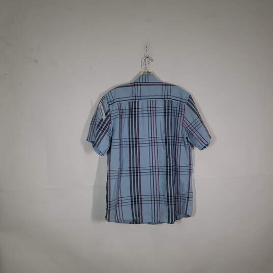 Mens Plaid Short Sleeve Loose Fit Casual Button-Up Shirt Size Large Tall image number 1