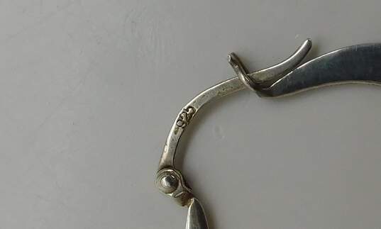 925 Herringbone Chain Necklace Hoop Earrings & Roman Glass Ring image number 6