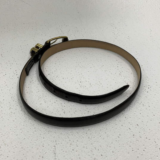 Womens 4B608 Black Leather Adjustable Waist Buckle Dress Belt Size XL/36 image number 2