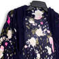 NWT Womens Blue Floral Long Sleeve Open Front Cardigan Sweater Size PL image number 3