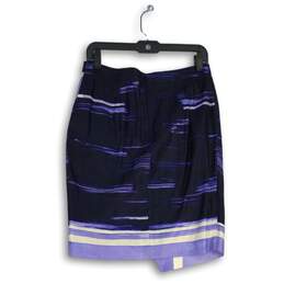 Banana Republic Womens Purple White Abstract Back Zip Wrap Skirt Size 6P alternative image