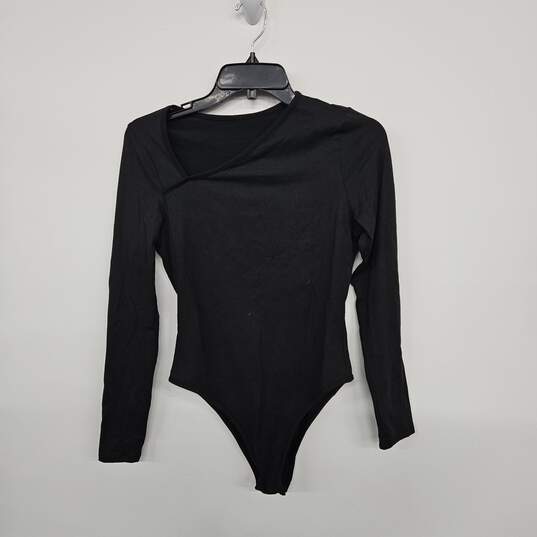 Black Long Sleeve Asymmetric Neck Body Suit image number 1