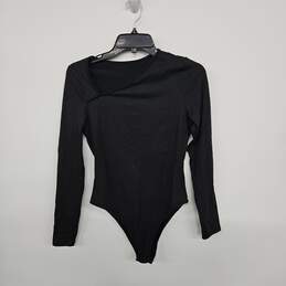 Black Long Sleeve Asymmetric Neck Body Suit
