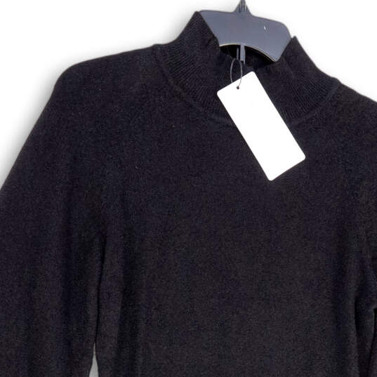 NWT Womens Black Mock Neck Balloon Sleeve Pullover Sweater Dress Size M image number 3