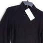 NWT Womens Black Mock Neck Balloon Sleeve Pullover Sweater Dress Size M image number 3