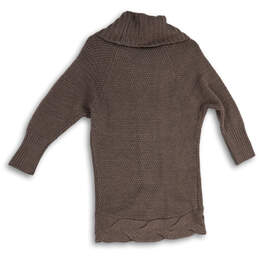 Womens Purple Knitted Cowl Neck Long Sleeve Tunic Sweater Size M alternative image