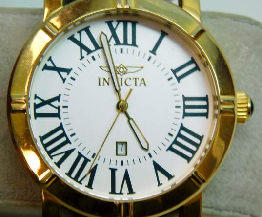 Invicta Specialty Collection 13971 Gold Tone & Leather Band Men's Watch 72.0g image number 3