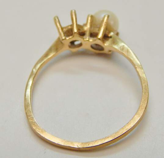 14k Yellow Gold Pearl Toi Et Moi Ring For Repair 1.5g image number 4