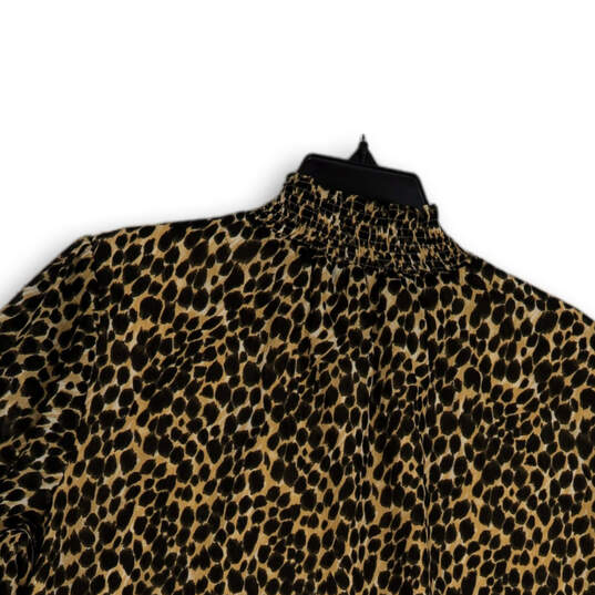 NWT Womens Brown Black Leopard Print Mock Neck Pullover Blouse Top Size XL image number 4