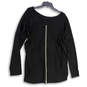 Womens Black Knitted Long Sleeve Round Neck Back Zip Sweater Size X-Large image number 2