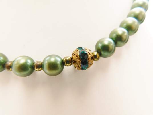 Vintage Citation w/ Gold Tone, Nephrite & Green Faux Pearl Costume Jewelry 118.8g image number 5