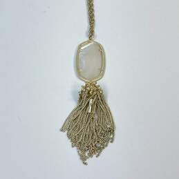 Designer Kendra Scott Gold-Tone Mother Of Pearl Tassel Pendant Necklace 41.5g alternative image