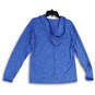 Womens Blue Long Sleeve V-Neck Hooded Pullover Activewear T-Shirt Size XL image number 2