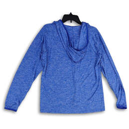Womens Blue Long Sleeve V-Neck Hooded Pullover Activewear T-Shirt Size XL alternative image