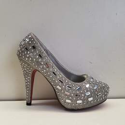 WalkEaze Embellished Gem Heels Silver 6