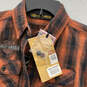 NWT Mens Orange Black Plaid Long Sleeve Collared Button Up Shirt Size XS image number 3