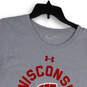 Womens Gray Red Wisconsin Mom Graphic Print Short Sleeve T-Shirt Size XL image number 3
