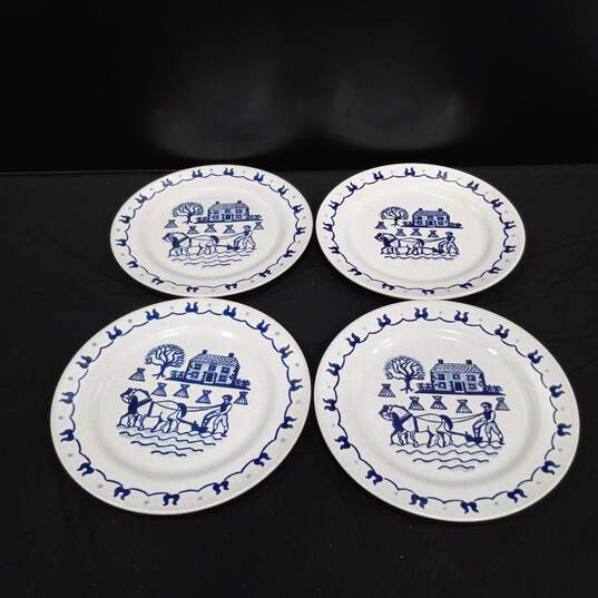 4pc Set of Poppytrail Provincial Blue Dinner Plates image number 1