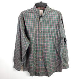Brooks Brothers Men Green Plaid Button Up Shirt M