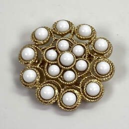 Designer Stella & Dot Gold-Tone White Faux Pearl Fashionable Brooch Pin alternative image