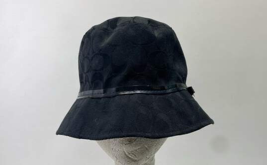 COACH Black Signature Jacquard Sun Bucket Hat image number 1
