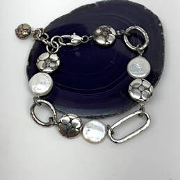 Designer Brighton Silver-Tone Pebble Mother Of Pearl Link Chain Bracelet alternative image