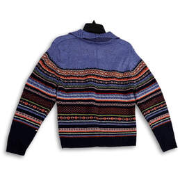 Womens Multicolor Fair Isle Knitted Collared Pullover Sweater Size Large alternative image