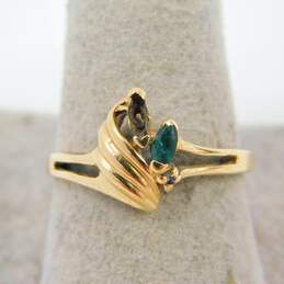 Romantic 10k Yellow Gold Serpentine & Diamond Accent Ribbed Ring 1.8g alternative image