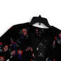 Womens Black Floral Long Sleeve Open Front Waterfall Blazer Size Small image number 3