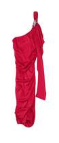 Womens Red One Shoulder Sleeve Casual Bodycon Dress Size Small image number 3