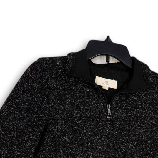 Womens Black Long Sleeve Quarter Zip Mock Neck Pullover Sweatshirt Size S image number 2