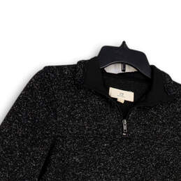 Womens Black Long Sleeve Quarter Zip Mock Neck Pullover Sweatshirt Size S alternative image