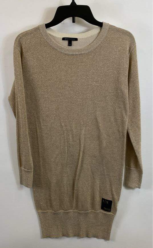 Armani Exchange Women's Gold Sparkle Sweater Dress - Size X Small image number 1
