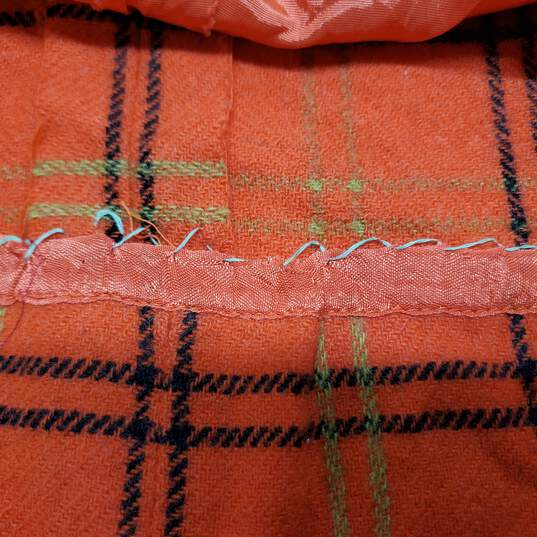 Vintage Young Pendleton Orange Plaid Wool Midi Skirt 11-12 image number 7