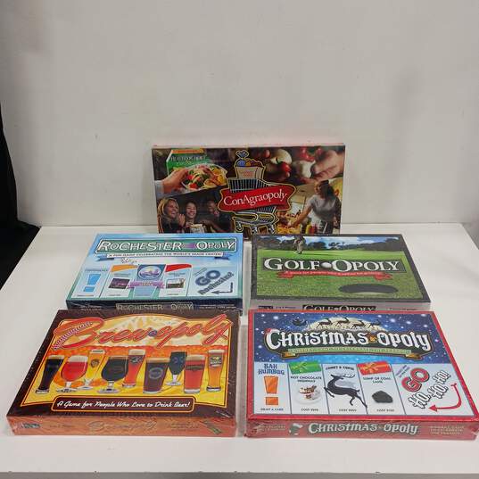 Bundle of 5 Opoly Board Games Sealed In Original Packaging image number 1