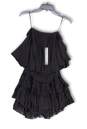 NWT Womens Black Ruffle Strapless Smocked One-Piece Romper Size Medium image number 1