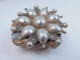 Artisan Mexico 925 Modernist Domes Granulated & Scrolled Flower Brooch For Repair 19.2g alternative image