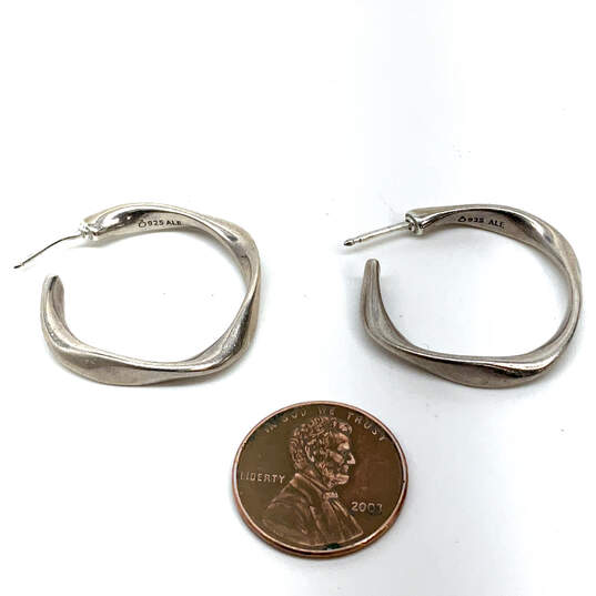 Designer Pandora 925 ALE Sterling Silver Twisted Hoop Earrings With Box image number 2