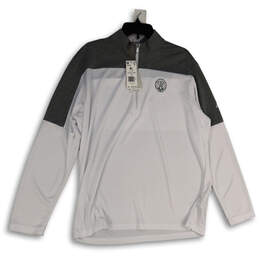 NWT Mens White Gray Primegreen Long Sleeve 1/4 Zip Golf T-Shirt Size XL
