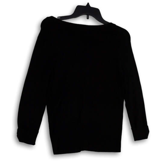 NWT Womens Black Long Sleeve Knitted Button Front Cardigan Sweater Size S image number 2